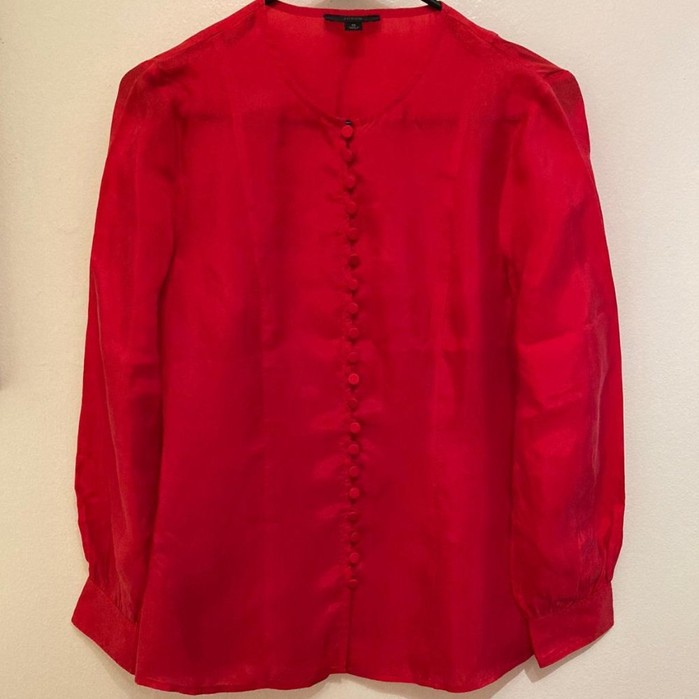 J Crew Eco-Cupro Covered Button Blouse, Size 0